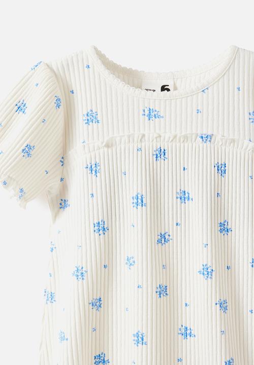 Cotton On - Posie Puff Sleeve Baby Tee - Vanilla/Floral Ditsy