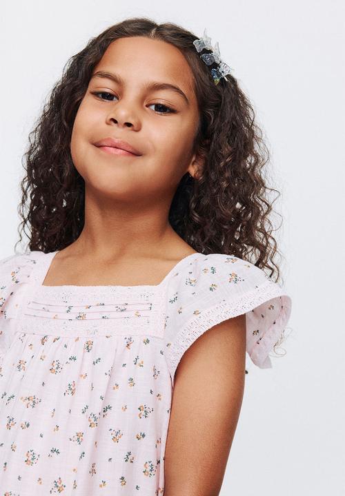 Cotton On - Billie Flutter Sleeve Dress - Tea Party Pink/Floral