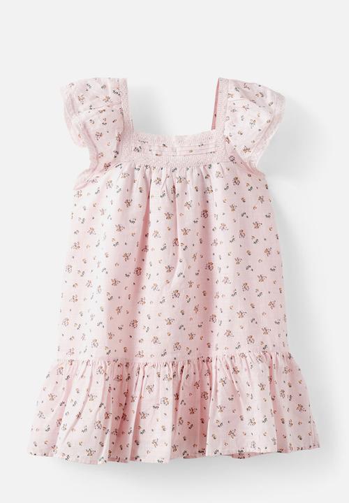 Cotton On - Billie Flutter Sleeve Dress - Tea Party Pink/Floral