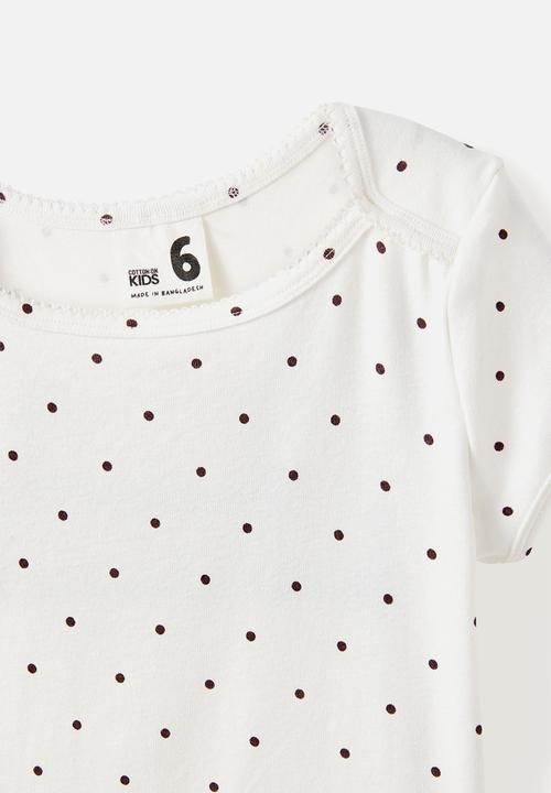 Cotton On - Raya Square Neck Tee - Vanilla/Rocky Road Spot