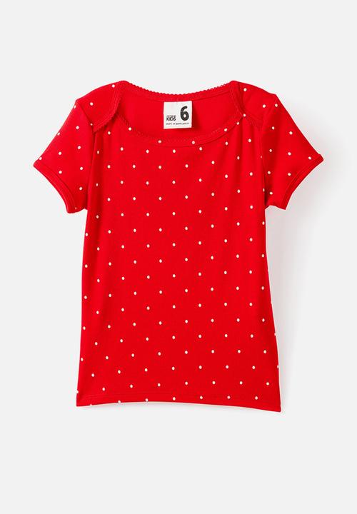 Cotton On - Raya Square Neck Tee - Varsity Red/Vanilla Spot