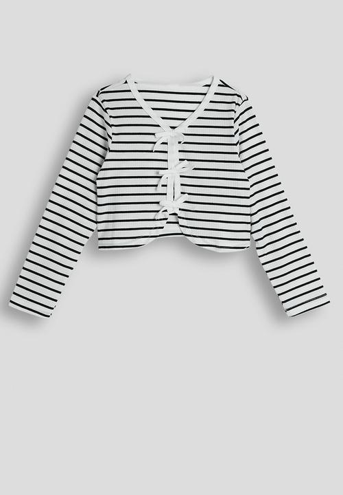 Pop Candy - Tie bow top and pants - black/white stripe
