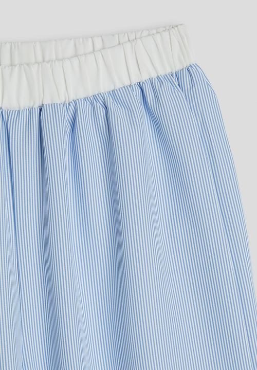 Pop Candy - Ruffle bow tee with pinstripe wide leg pants - white/blue