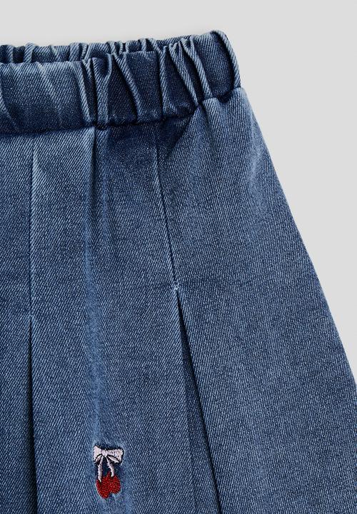 Pop Candy - Tee and pleated denim skirt - black / blue
