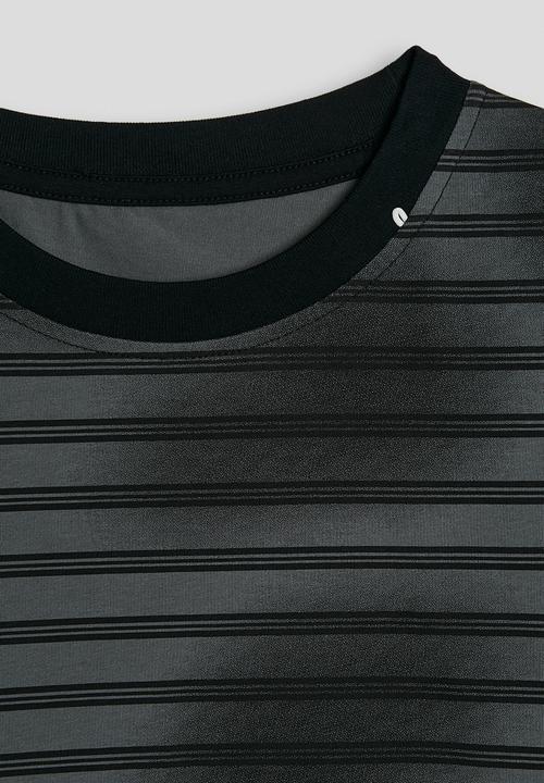 Pop Candy - Striped tee with denim cargo shorts - grey/black 