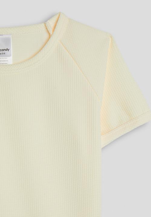 Pop Candy - Waffle knit tee and shorts - light yellow