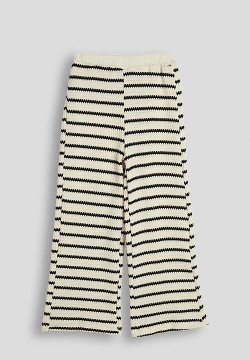 Pop Candy - Waffle knit lounge set - cream/black stripe
