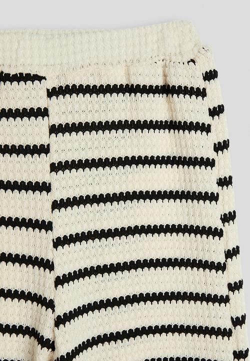 Pop Candy - Waffle knit lounge set - cream/black stripe