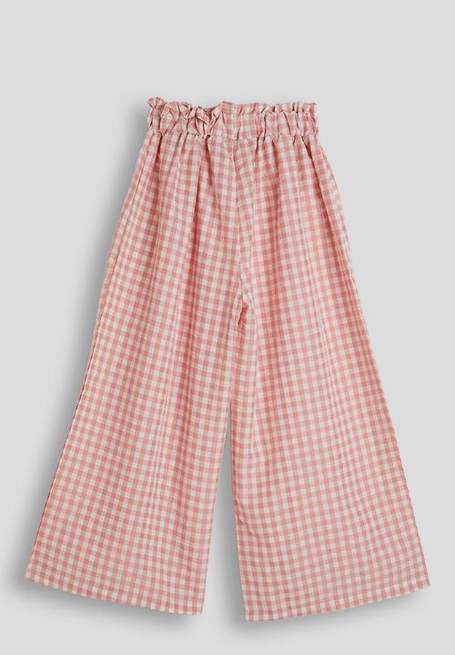 Pop Candy - Gingham wide leg paper bag pants - dusty pink