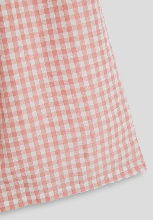 Pop Candy - Gingham wide leg paper bag pants - dusty pink