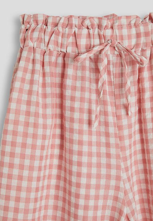 Pop Candy - Gingham wide leg paper bag pants - dusty pink