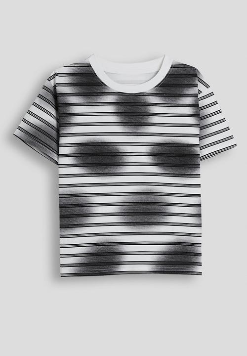 Pop Candy - Striped tee with denim cargo shorts - white/black