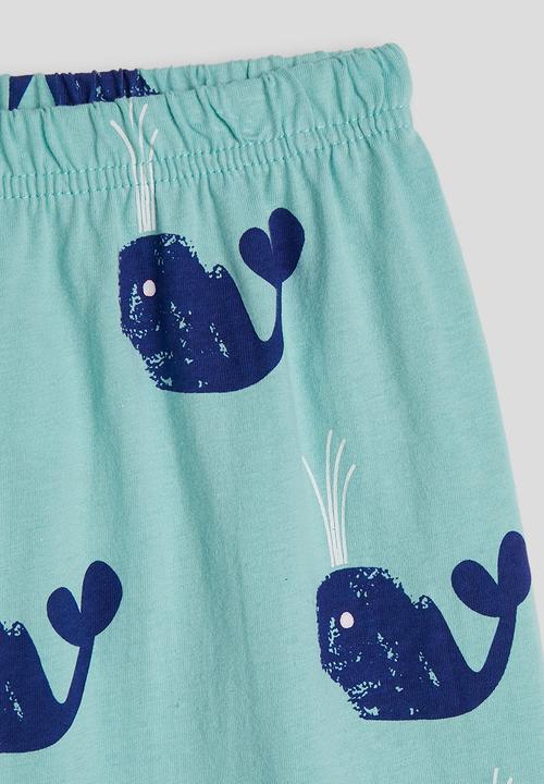 Pop Candy - Whale graphic tee with aop shorts - blue