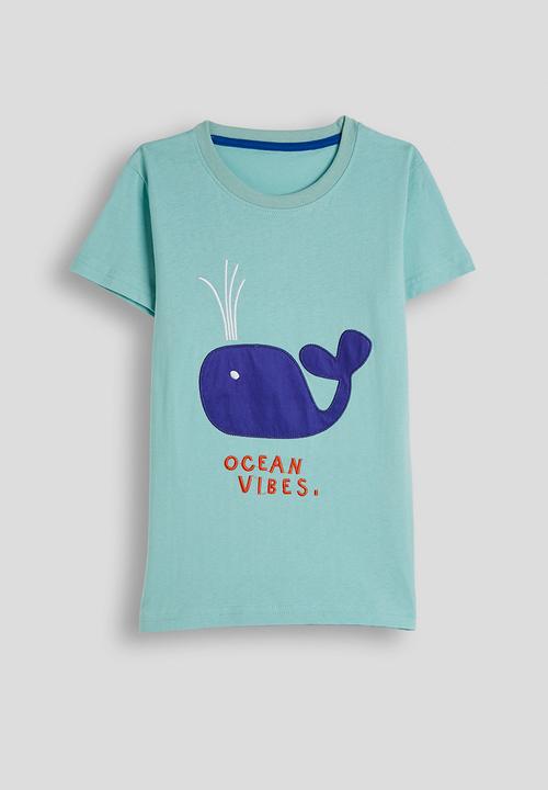 Pop Candy - Whale graphic tee with aop shorts - blue