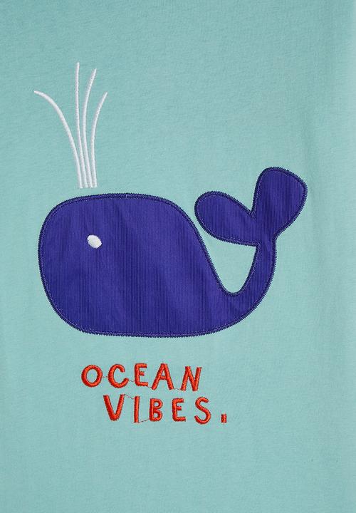 Pop Candy - Whale graphic tee with aop shorts - blue
