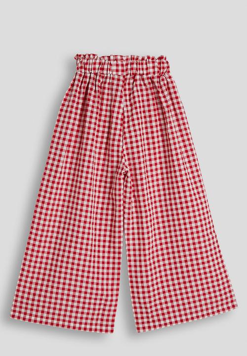 Pop Candy - Gingham wide leg paper bag pants - red