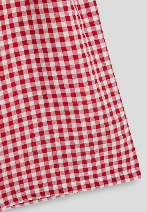 Pop Candy - Gingham wide leg paper bag pants - red