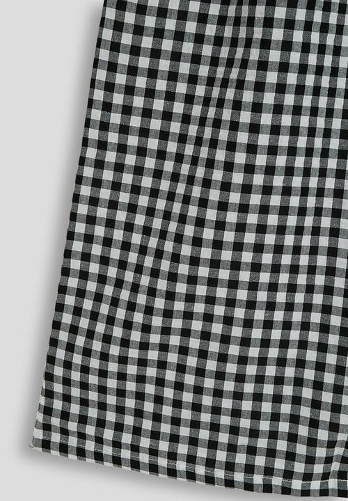 Pop Candy - Gingham wide leg paper bag pants - black