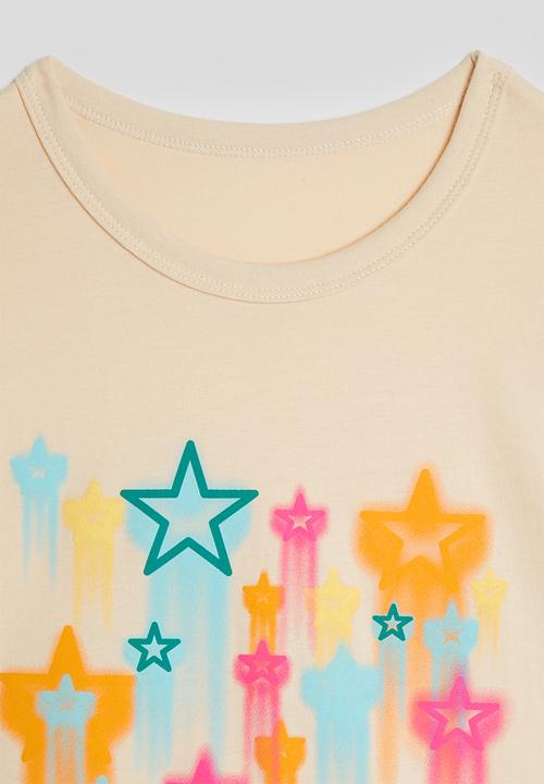 Pop Candy - Shooting stars graphic tee - buttercream