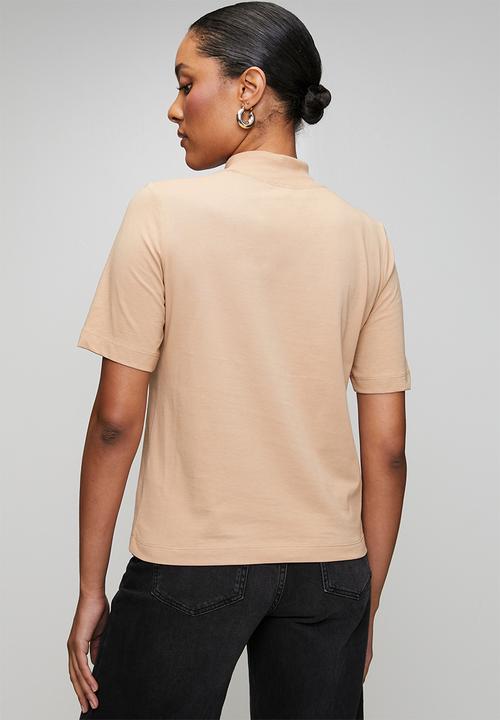 Steve Madden - Ladies kelly high neck T-shirt - caramel