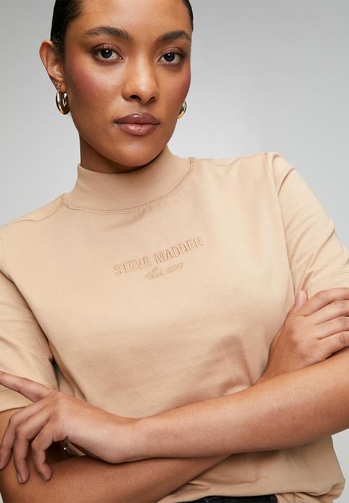 Steve Madden - Ladies kelly high neck T-shirt - caramel