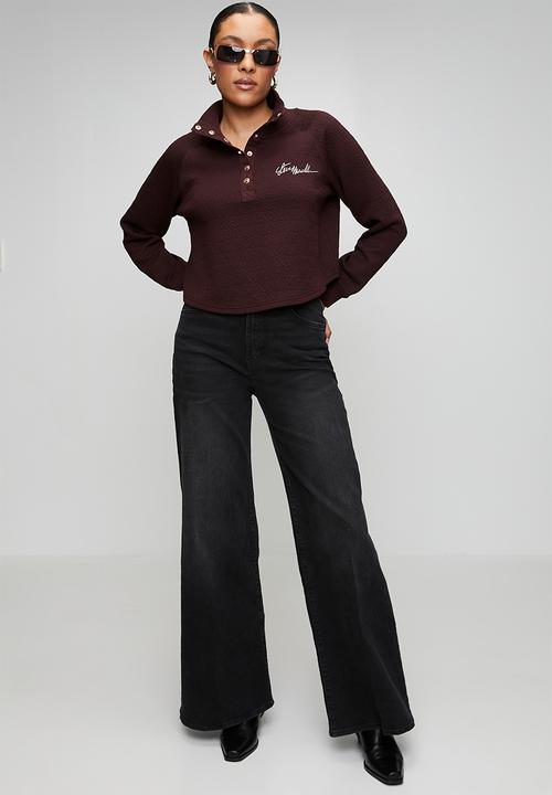 Steve Madden - Ladies janet jacquard henley top - shiraz