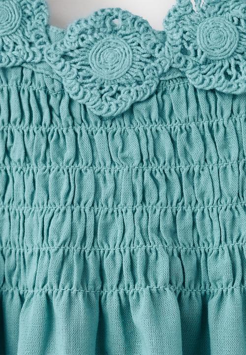 MANGO - Dress Crochi - Turquoise & Aqua