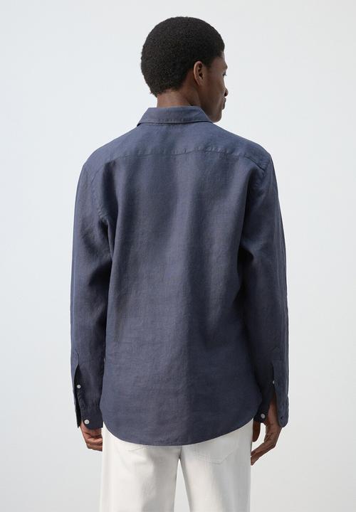 MANGO - Rupit  100% Linen  Shirt - Medium Blue