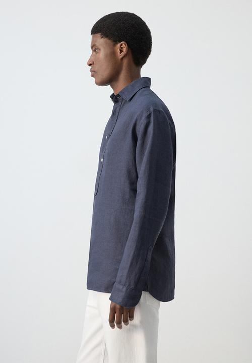MANGO - Rupit  100% Linen  Shirt - Medium Blue