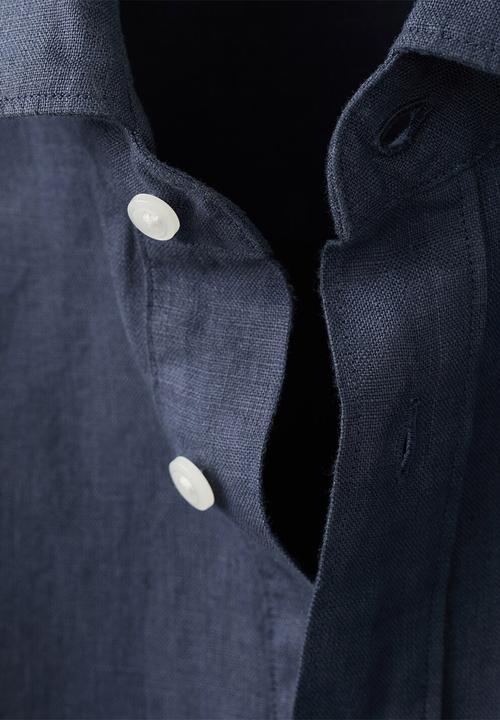 MANGO - Rupit  100% Linen  Shirt - Medium Blue
