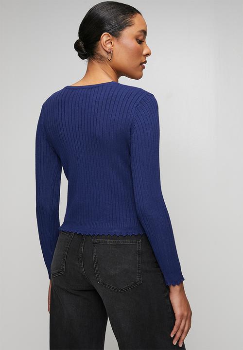 Stella Morgan - Lettuce Trim Cardigan - Navy