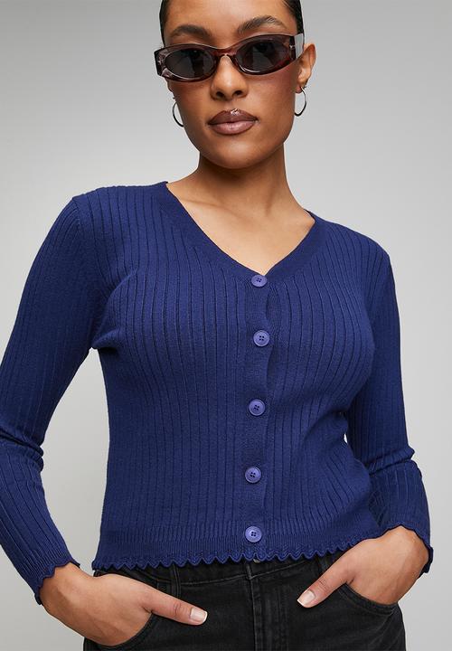 Stella Morgan - Lettuce Trim Cardigan - Navy