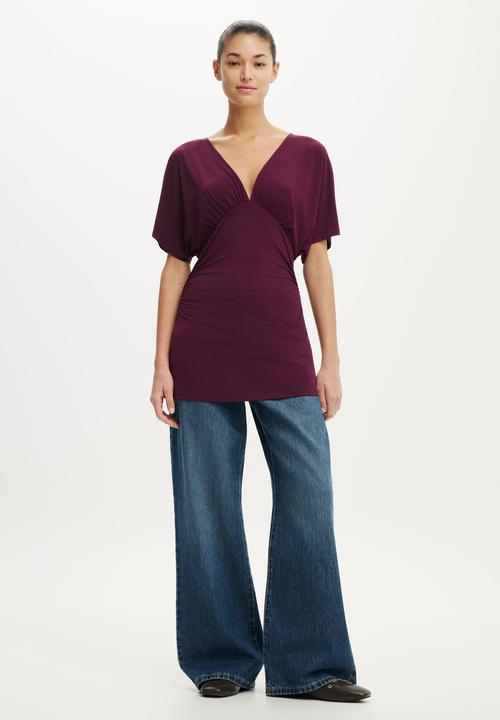 Cotton On - Jana V Neck Tunic - Blackberry Belle