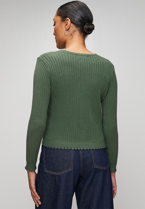 Stella Morgan - Lettuce Trim Cardigan - Green