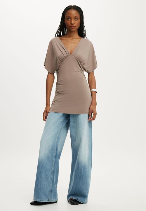 Cotton On - Jana V Neck Tunic - Washed Mocha