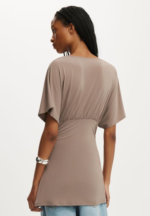 Cotton On - Jana V Neck Tunic - Washed Mocha