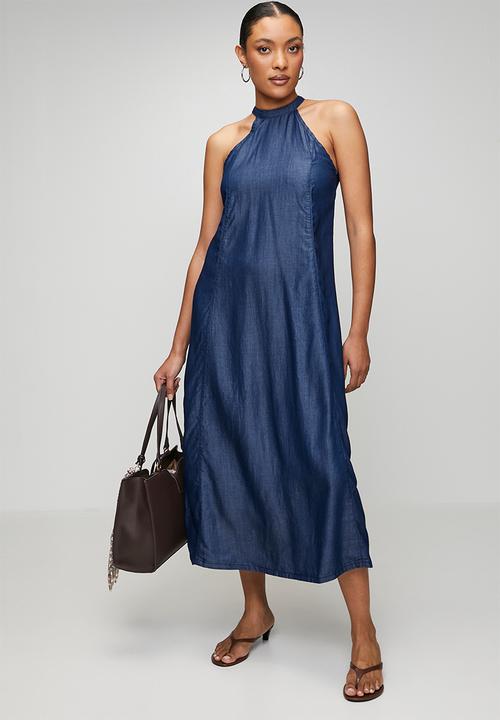 Trendyol - Maxi Tencel Denim Dress - Dark Blue