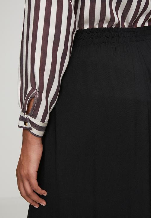 Trendyol - Elastic Waist Wide Leg Pants - Black