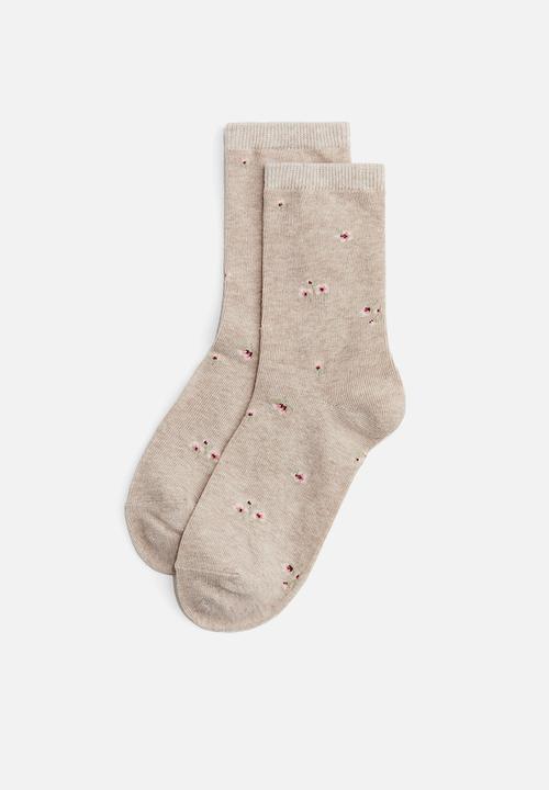 H&M - 7-pack socks - beige marl/floral