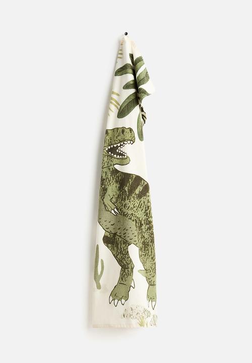 H&M - Patterned bath towel - cream/dinosaur