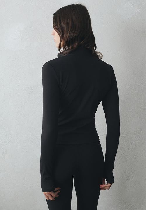 H&M - Softmove™ zip-through sports jacket - black