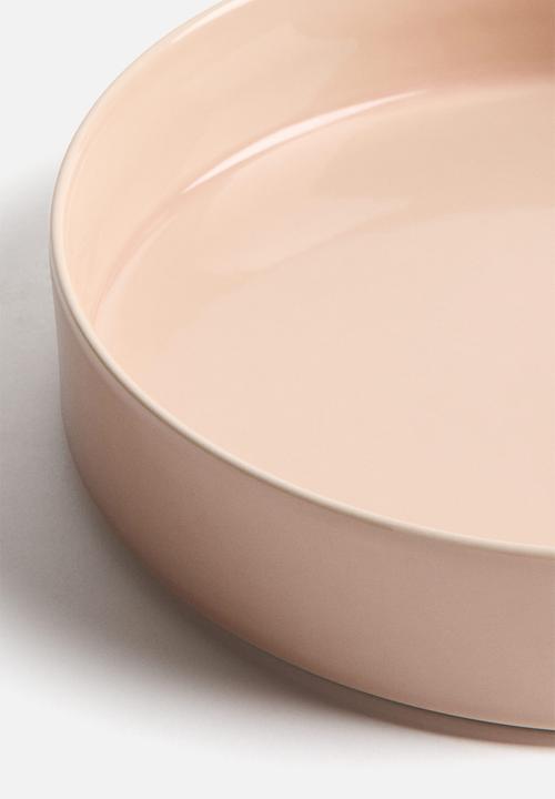 H&M - Deep stoneware plate - light pink