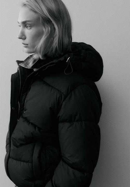 H&M - Hooded puffer jacket - dark brown