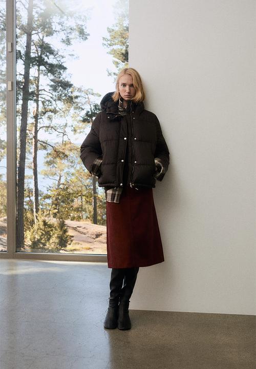 H&M - Hooded puffer jacket - dark brown
