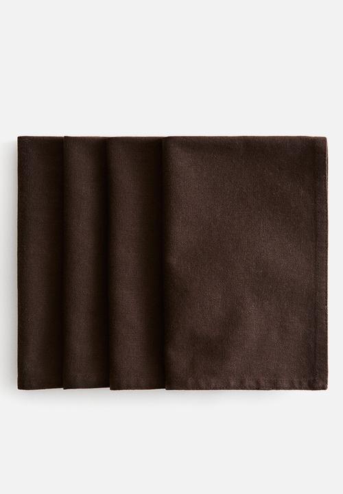 4-Pack linen-blend napkins - dark brown