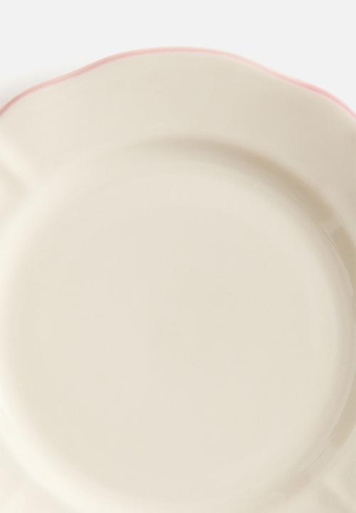 H&M - Stoneware starter plate - light beige/pink