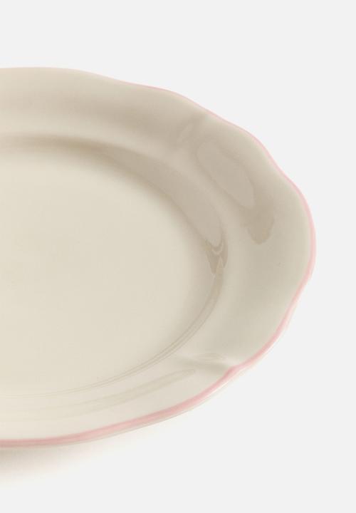 H&M - Stoneware starter plate - light beige/pink