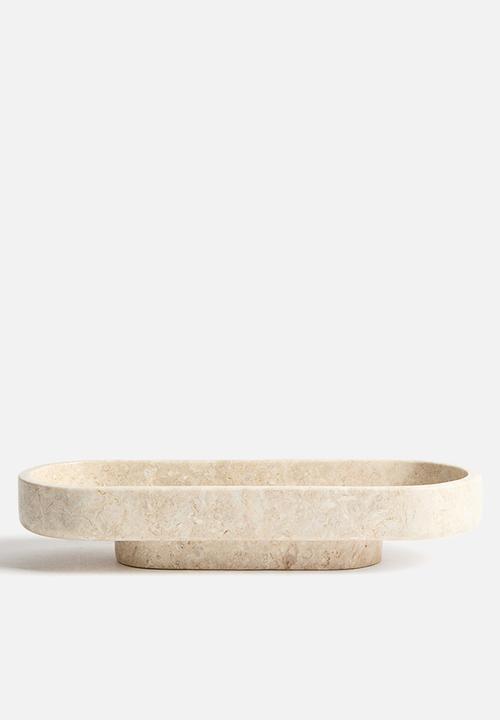 H&M - Oval marble plate - light beige/marbled