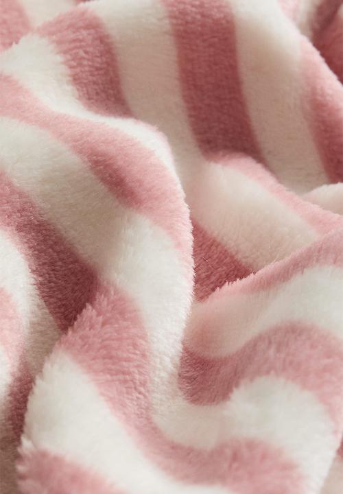 H&M - Striped fleece blanket - pink/striped