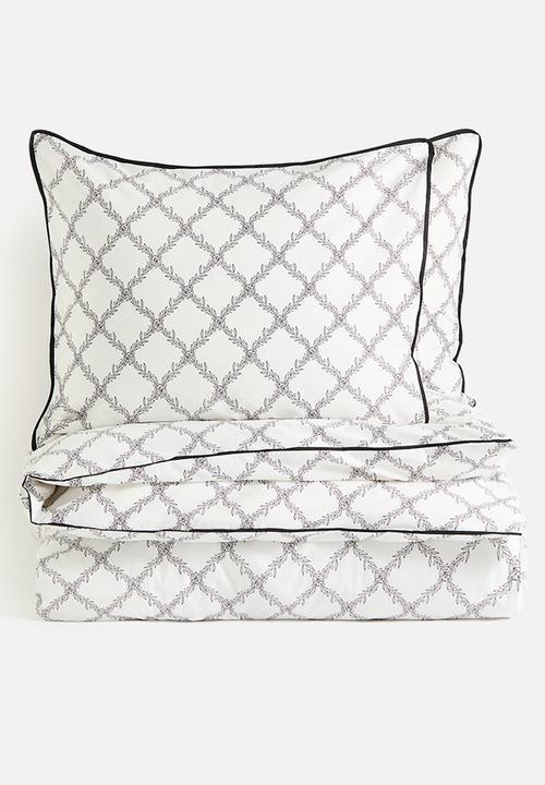 H&M - Cotton double/king duvet cover set - white/checked